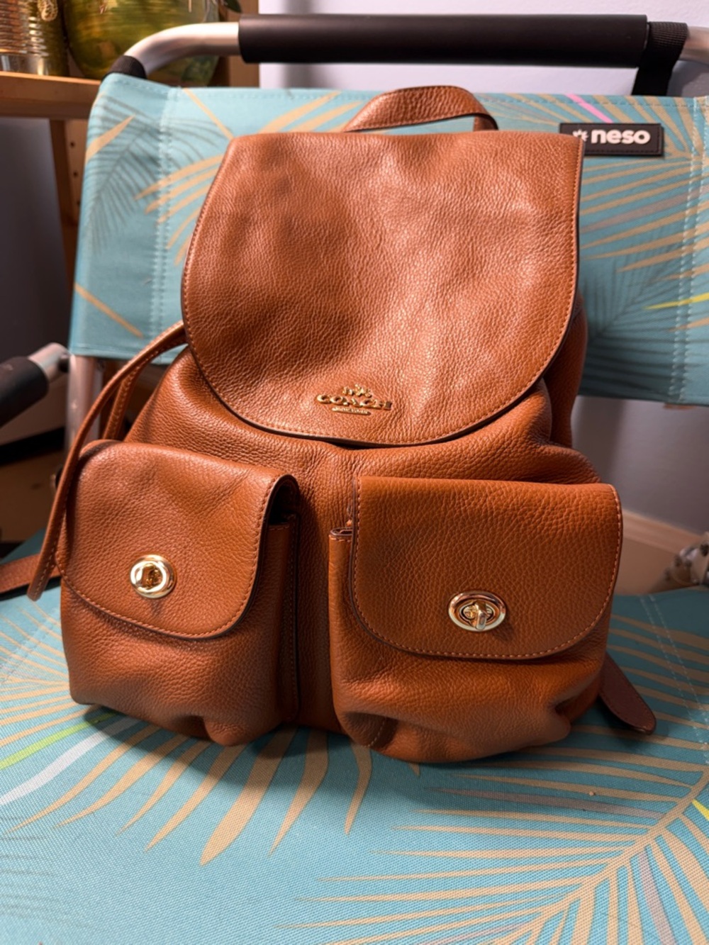 Coach Leather Billie Saddle Brown Backpack